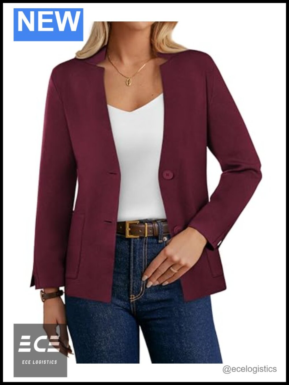 Womens Sweater Blazer Knit Cardigan Business Casual Notch Collar Button Front